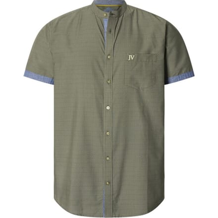 Jan Vanderstorm herren Overhemd Met Korte Mouwen - 51/52 - olijf - Plus Size