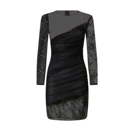 casual vrouwelijke kleding Pinko - backgammon jurk patch kant - zwart