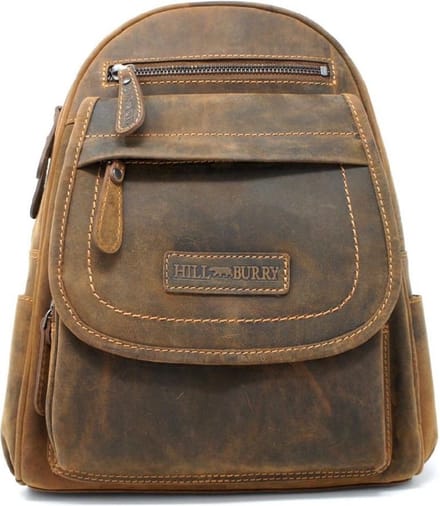 Hillburry tas - Leren Rugzak/rugtas - Buffel leer/vintage leer - Bruin / Cognac