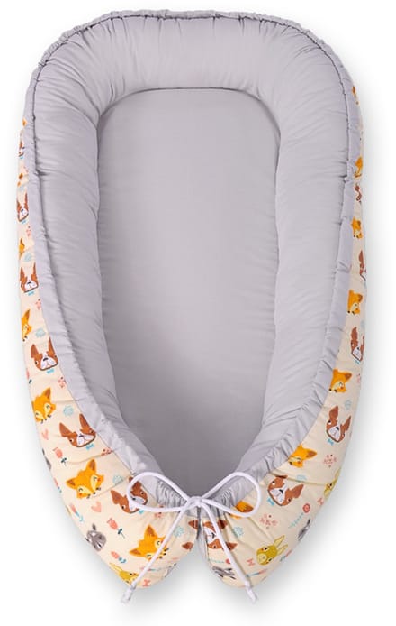 Babynest dubbelzijdig Premium Cocoon voor baby's BOBONO- crÃ¨me dieren