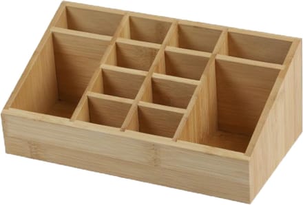 Bambou & Co Pennenbakje kantoor - sorteer organizer - 12-vaks bakje - 23 x 9 cm - bambo - lichtbruin