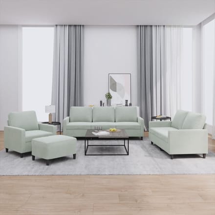 vidaXL - 4-delige - Loungeset - met - kussens - fluweel - lichtgrijs