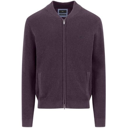 Fynch-Hatton Vest College Collar Solid Color Structure Supersoft Cotton Aubergine / male