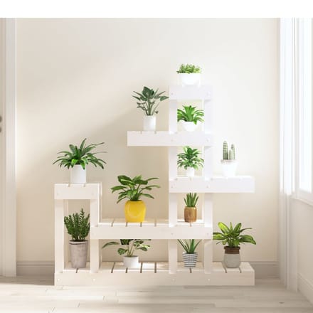 vidaXL - Plantenstandaard - 92x25x97 - cm - massief - grenenhout - wit