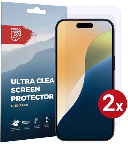 Rosso Screen Protector Geschikt voor Apple iPhone 16 Pro Max | Ultra Clear Duo Pack | TPU Folie | Case Friendly Beschermfolie | 2 Stuks