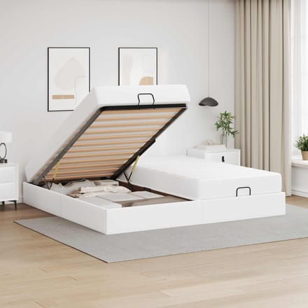 vidaXL - Bedframe - met - matras - Anders - 2 - st - Wit - PVC