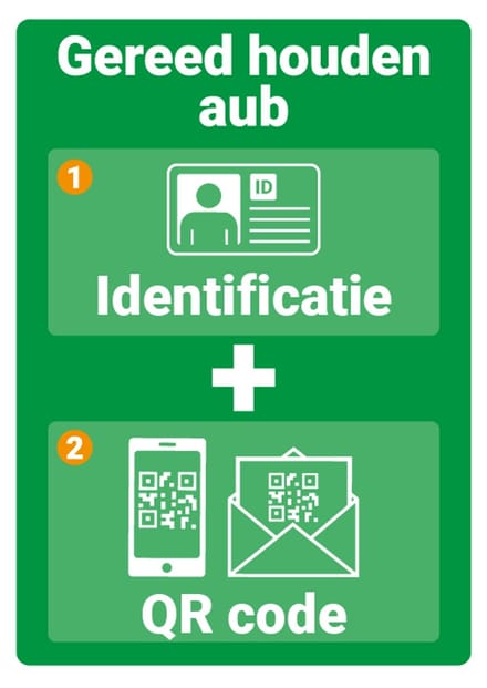 QR code + ID kaart gereed houden bord 297 x 420 mm