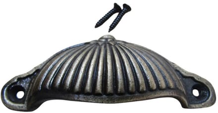 Ridged Cup Pull Handle Antique Brass