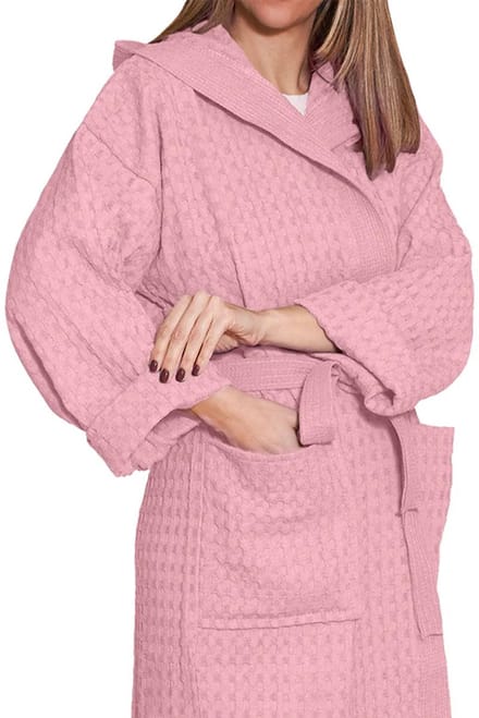 Re Sole Big waffle badjas met capuchon Maat L kleur Roze
