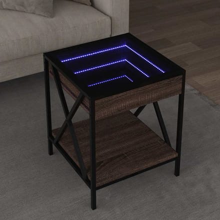 vidaXL - Salontafel - met - Infinity - LED - 40x40x49 - cm - bruin - eikenkleurig