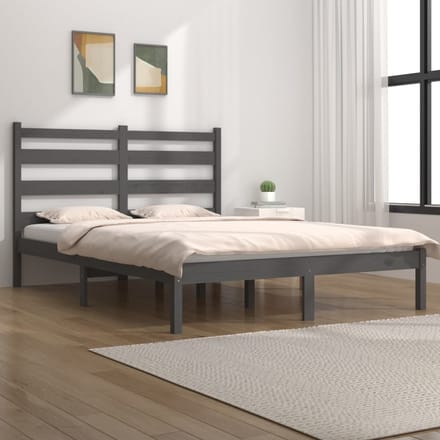 vidaXL - Bedframe - massief - grenenhout - grijs - 200x200 - cm