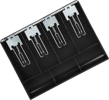 Geldlade Inzetbak - Kassalade Organizer - Geld Sorteren - Vier Compartimenten - 32 x 25 cm - Zwart