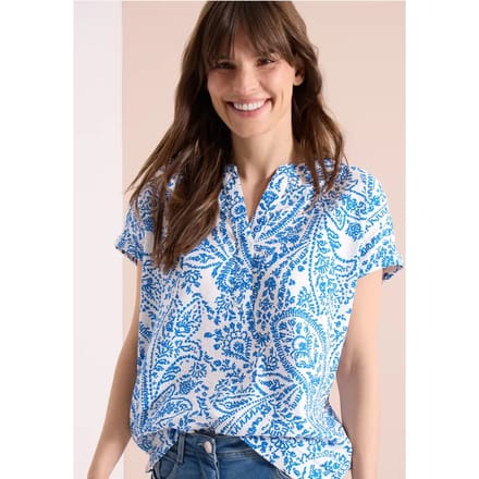 Blouse met korte mouwen in seersucker kwaliteit