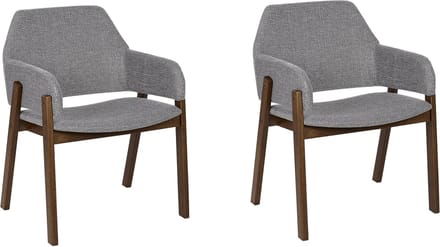 ALBION - Eetkamerstoel set van 2 - Lichtgrijs - Polyester