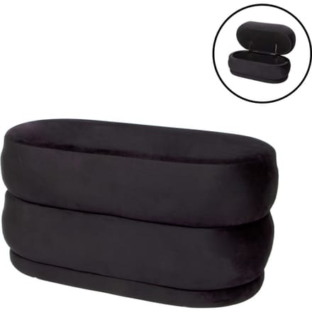 Milton & Oldbrook Velvet Poef + Opbergbox Catania Zwart