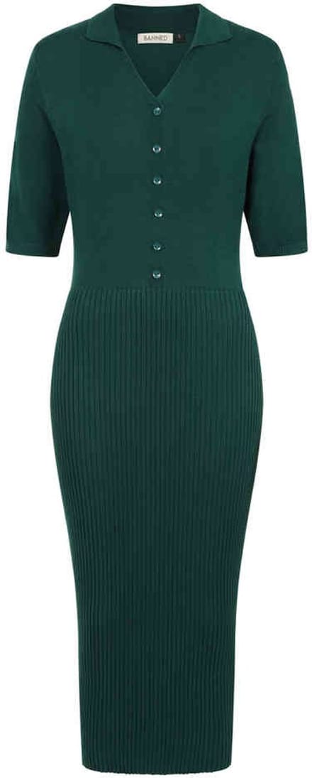 Banned - Federica Knitted Kokerjurk - M - Groen