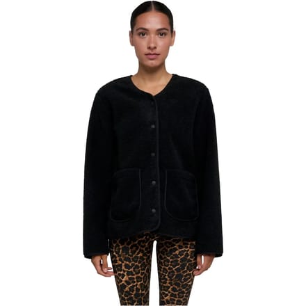 Urban Classics - Buttoned Teddy Jacket - S - Zwart
