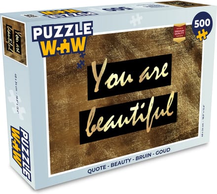 Puzzel Quote - Beauty - Bruin - Goud - Legpuzzel - Puzzel 500 stukjes