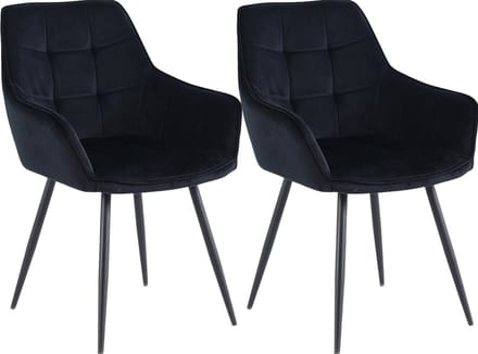 Colenis® - Oriana Eetkamerstoel - Set Van 2 - Zwart - Fluweel - Velvet - Industrieel
