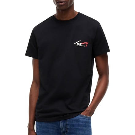 Tommy Jeans T-shirt Tjm Slim Sign Chest Ss Tee Ext Dm0dm22538 Bds Black Mannen Maat - M