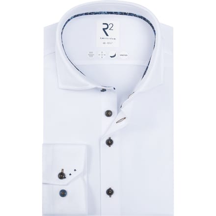 R2 Dobby Technical Knitted Lange Mouw Overhemden Wit 130.wsp.001