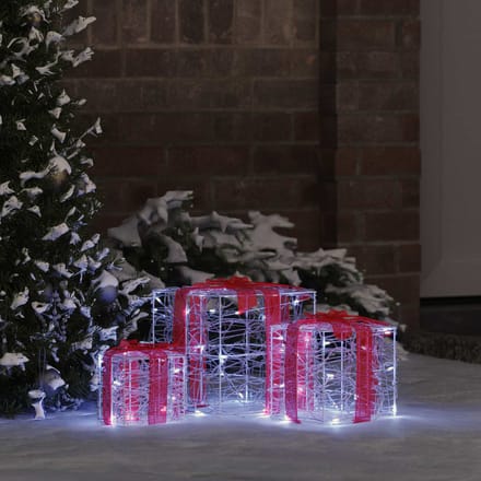 vidaXL - 3 - st - 60 - LED's - Koudwit - 20 - x - 20 - x - 20 - cm - Acryl