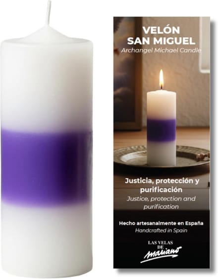 Handgemaakte Gebedskaars met Aartsengel Michaël voor Rituelen en Bescherming - 14 cm