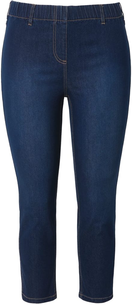 Ulla Popken - Dames - Sienna 7/8-jegging elastische tailleband strakke pijp - Donkerblauw denim - Maat 54