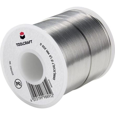 TOOLCRAFT Soldeertin, loodvrij Spoel Sn99,3Cu0,7 ROL1 250 g 1 mm