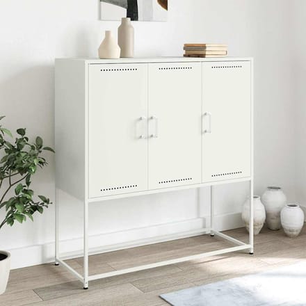 vidaXL - Hoge - kast - 100,5x39x107 - cm - staal - wit