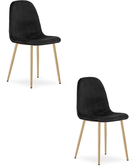Set van 2 eetkamerstoelen PADVA – Fluweel zwart – Eiken poten – Modern design