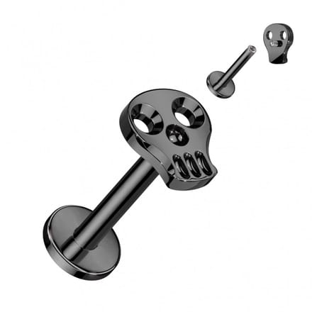 Piercing titanium skull intern schroefdraad 1.2x8 - zwart - LMPiercings
