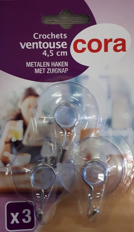 Metaltex zuighaak 3,5cm transparant per 3