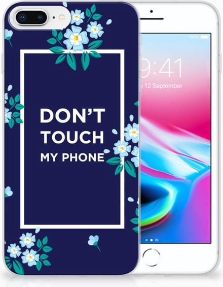 Apple iPhone 7 Plus | 8 Plus Silicone-hoesje Flowers Blue DTMP