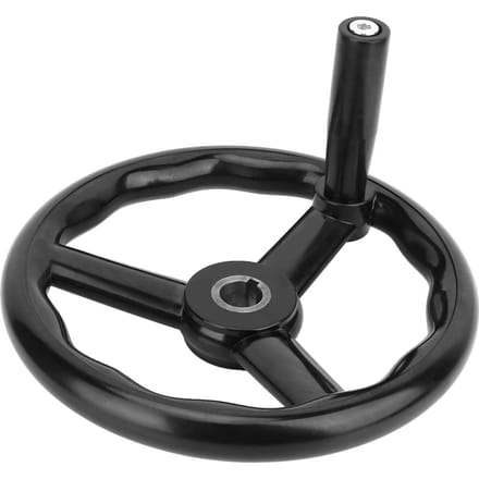 250*22mm Black Anti slip Bakelite 3 Spoked Lathe Handwheel with Handle for Machine Tool
