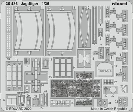 Eduard Modelbouwdecoratie - 36486 Accessoires for Jagdtiger - Hobby Boss Photo-etch