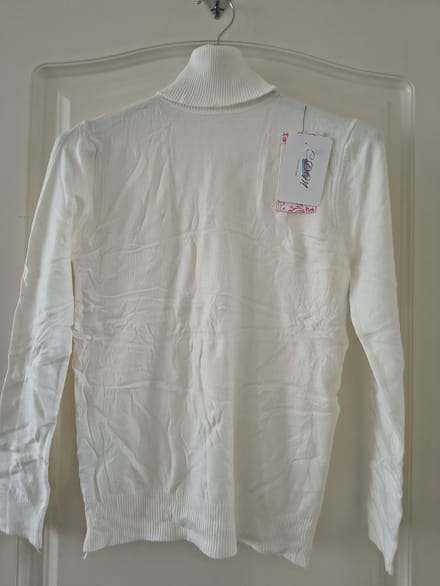 Dames col trui Senne-fijngebreid-effen wit-coltrui-koltrui-Maat M/L