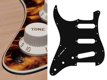 Boston SL-313-MY pickguard, Stallion, standard, SSS, 3 pot holes, 3-5 switch, lefthanded, 3 ply, marble yellow