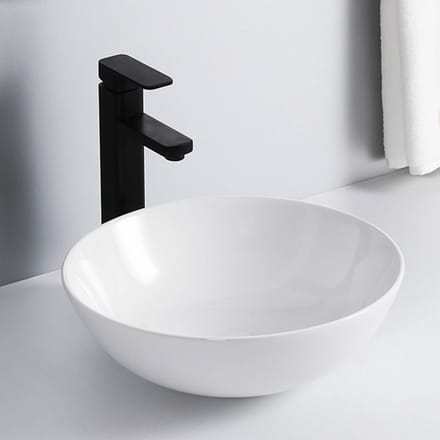 LINEA UNO - Luka 39 - Glans wit - Waskom - - Keramiek - Rond - 251079