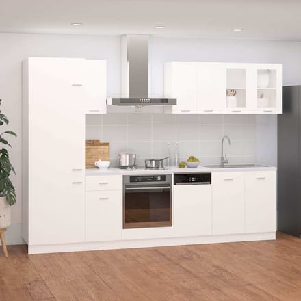 vidaXL - 8-delige - Keukenkastenset - Lyon - bewerkt - hout - wit