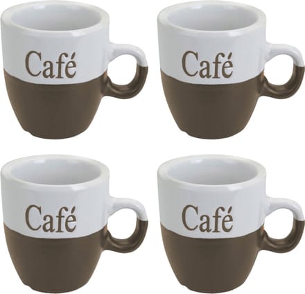 Koffiemok set 8x stuks - lichtbruin - keramiek - 150 ml