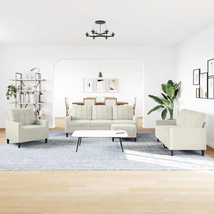 vidaXL - 4-delige - Loungeset - met - kussens - fluweel - crèmekleurig