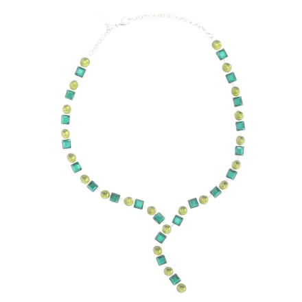 Behave Dames ketting groen met hanger 42 cm