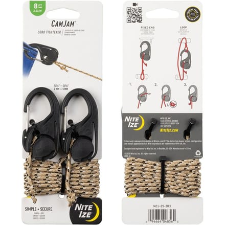 Nite Ize CamJam Koord Opspanner - 2 Stuks met 8 voet Koord