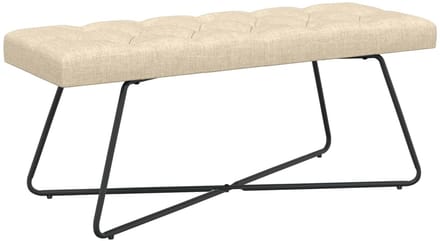 vidaXL - Bank - met - knopen - tufting - Crèmekleurig - 110 - x - 40 - x - 46 - cm - Stof