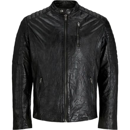 Jack & Jones - Heren Jas zomer Richard Leather Jacket - Zwart - Maat M