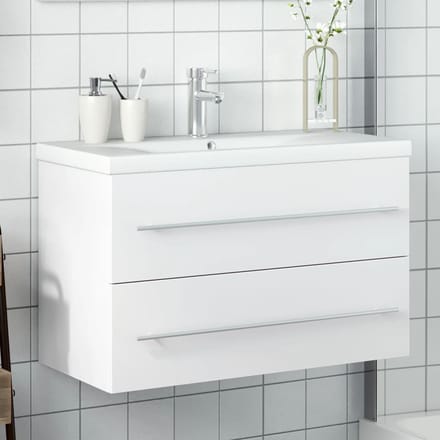 vidaXL - Wastafelkast - met - ingebouwde - wasbak - wit