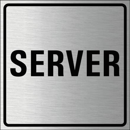 Server bordje, geborsteld aluminium 100 x 100 mm