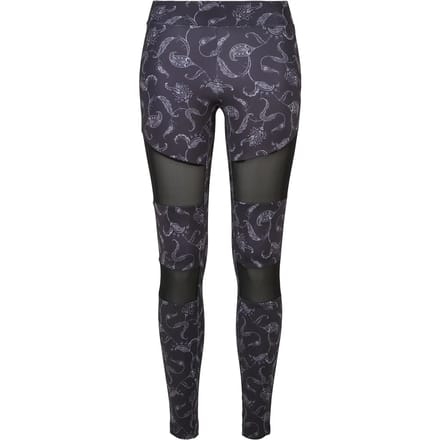 Urban Classics - Tech Mesh AOP blackpaisley Sportlegging - S - Zwart