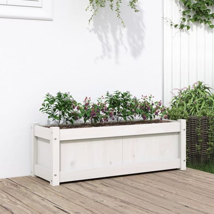 vidaXL - Plantenbak - 90x31x31 - cm - massief - grenenhout - wit